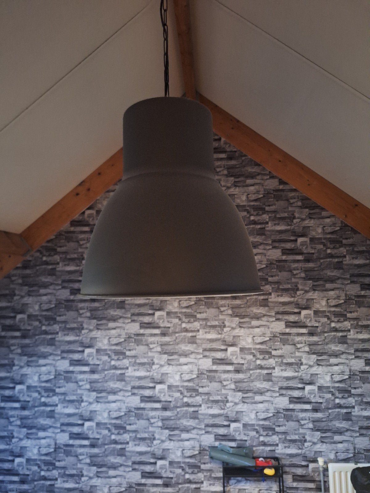 Grote industriële hanglamp - Grijs, Zo goed als nieuw, Metaal, Industrieel, E27 (groot)