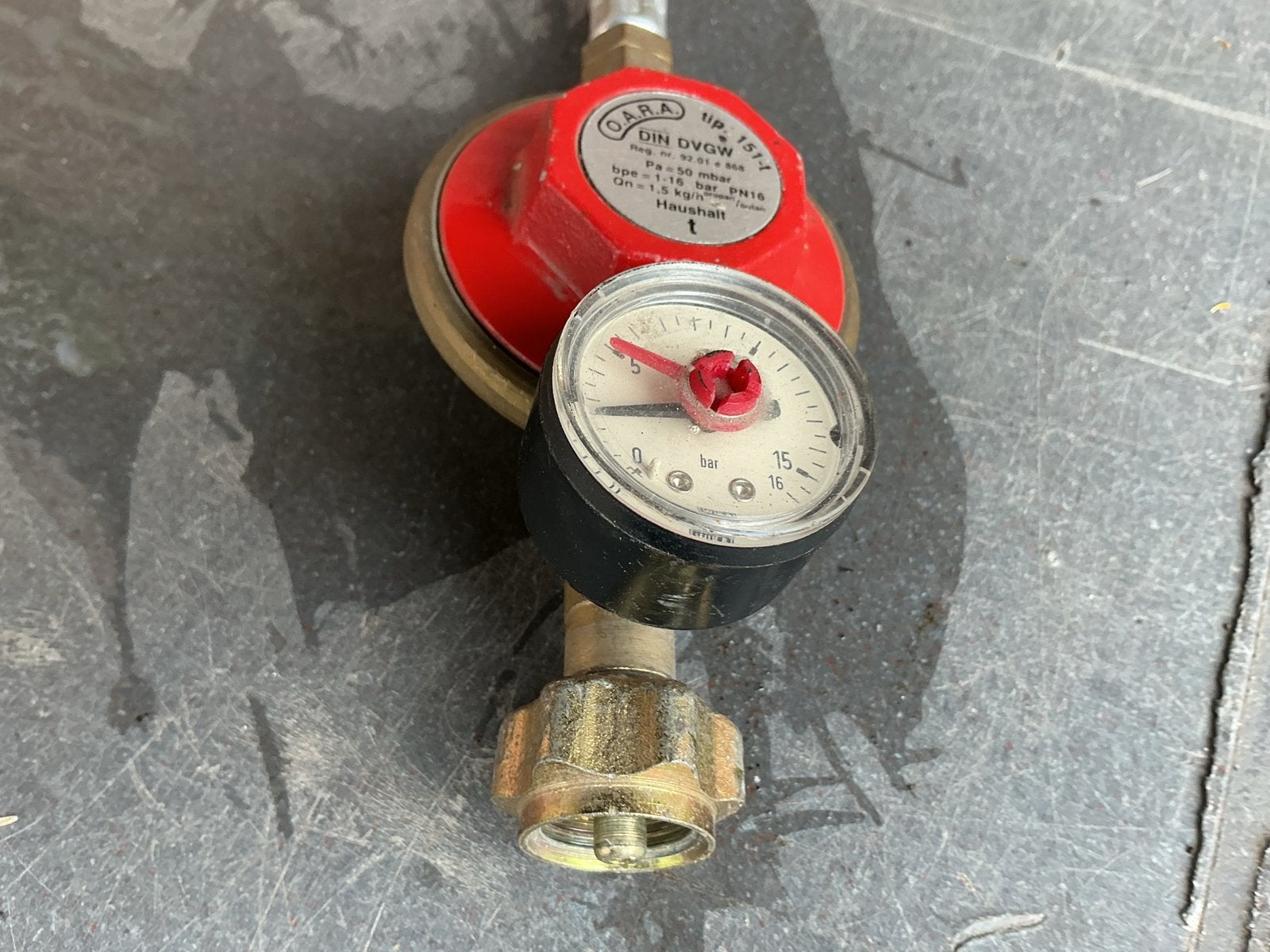 Gasdrukregelaar met manometer en slang, Ophalen of Verzenden, Gebruikt