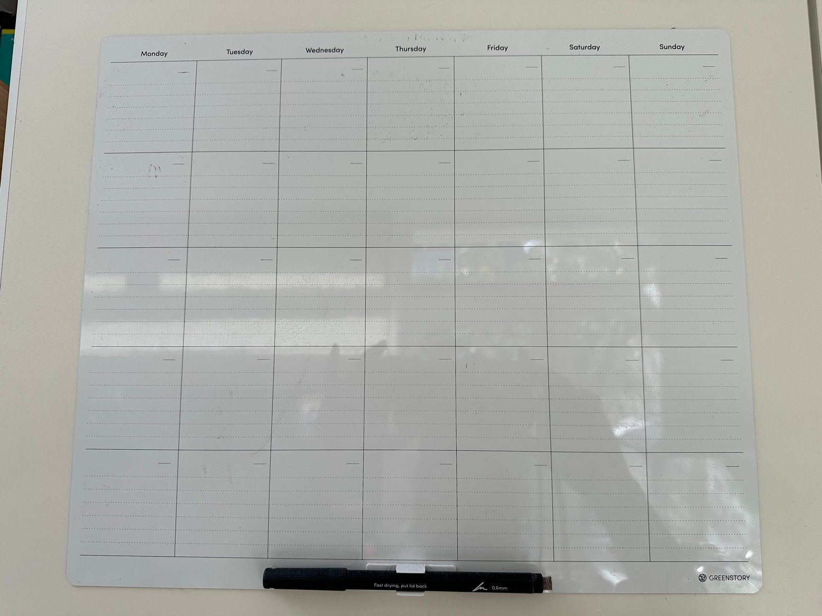GreenStory herplakbaar maandplanner whiteboard, Diversen, Ophalen of Verzenden, Gebruikt