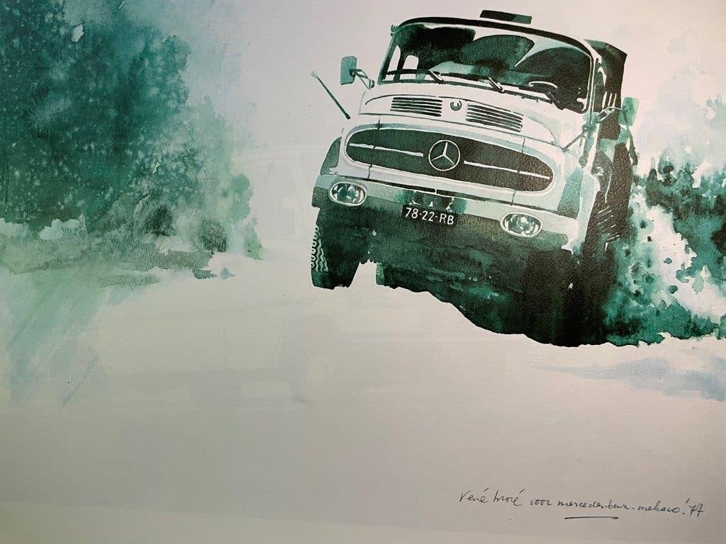 Bijzondere litho René Broné uit 1977 – Mercedes-Benz, Antiek en Kunst, Ophalen of Verzenden, Overige onderwerpen, Lithografie