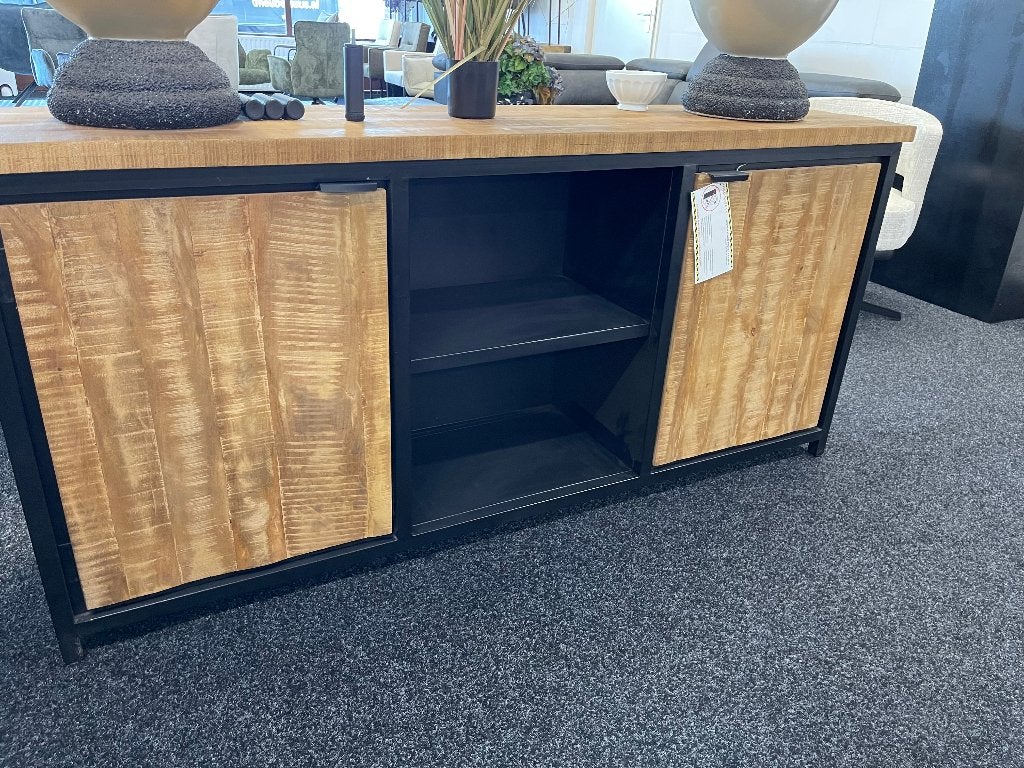 dressoir 2 deurs massief Mango metaal aanbieding spot prijs, Overige houtsoorten, 1 of 2 laden, 150 tot 200 cm, Ophalen of Verzenden