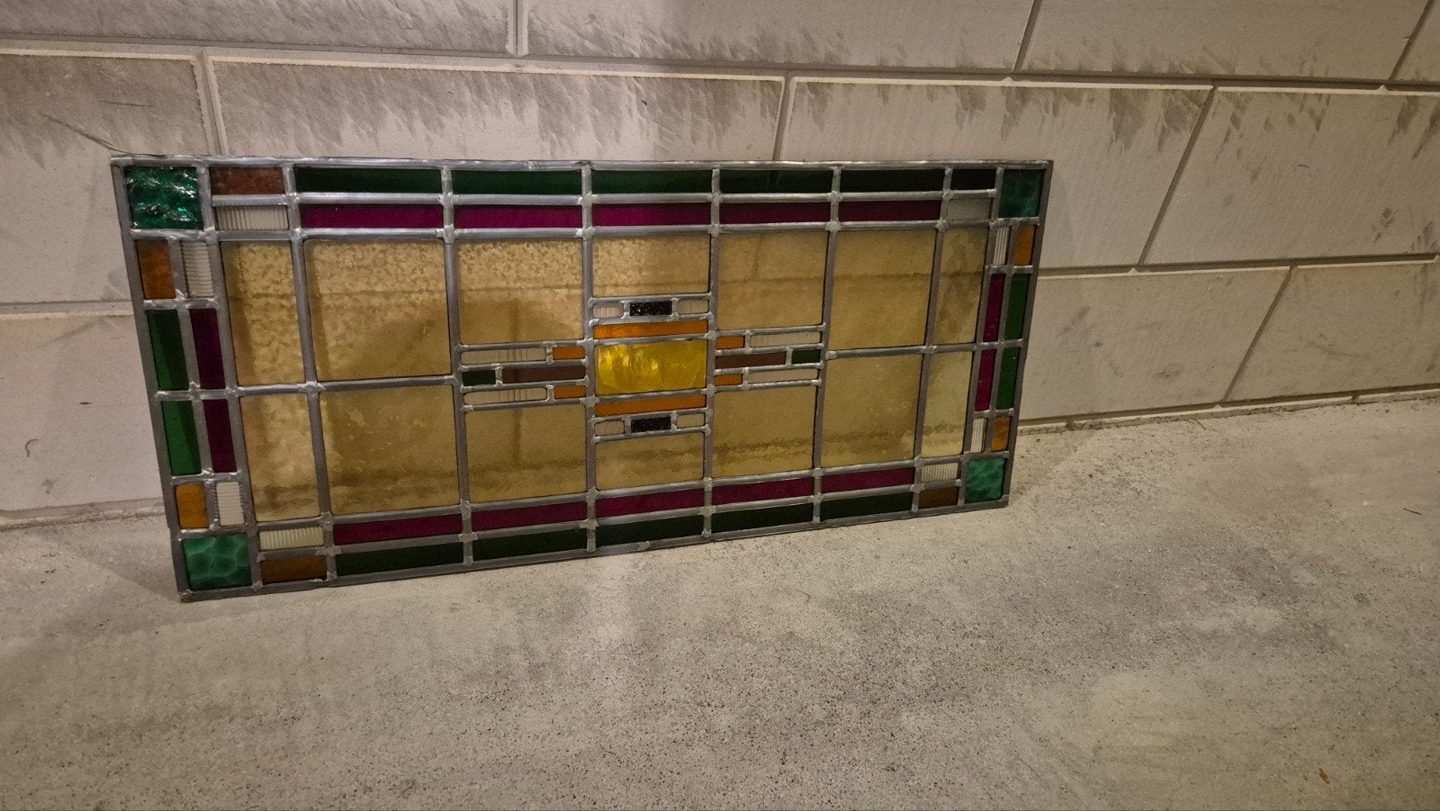 Antiek glas-in-lood voorzetraam - 78.5x35.7 cm, Ophalen