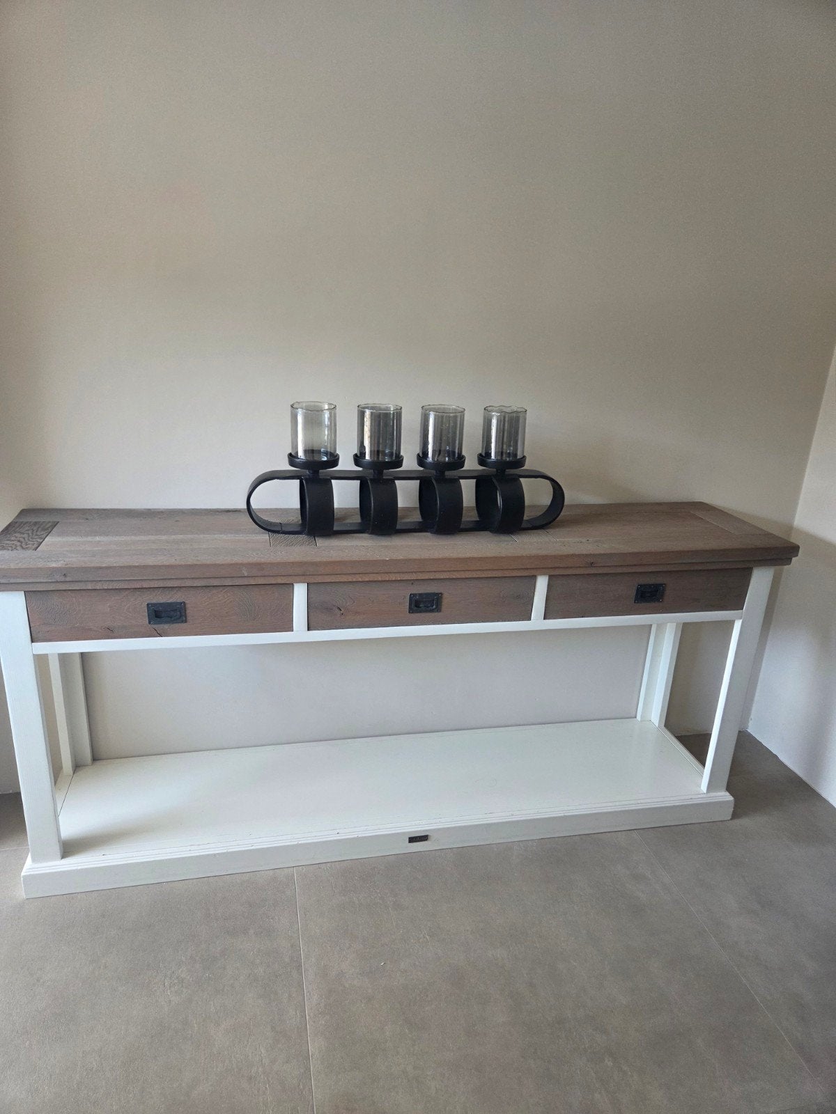 Richmond landelijk side table met eiken blad en lades, 50 tot 100 cm, 150 tot 200 cm, Eikenhout, Ophalen of Verzenden