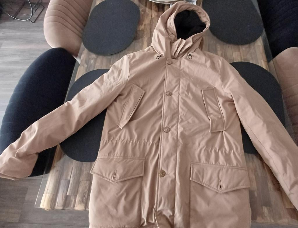 Heren winterjas van aspact, beige, maat M, polyester, Ophalen of Verzenden, Zo goed als nieuw, Beige