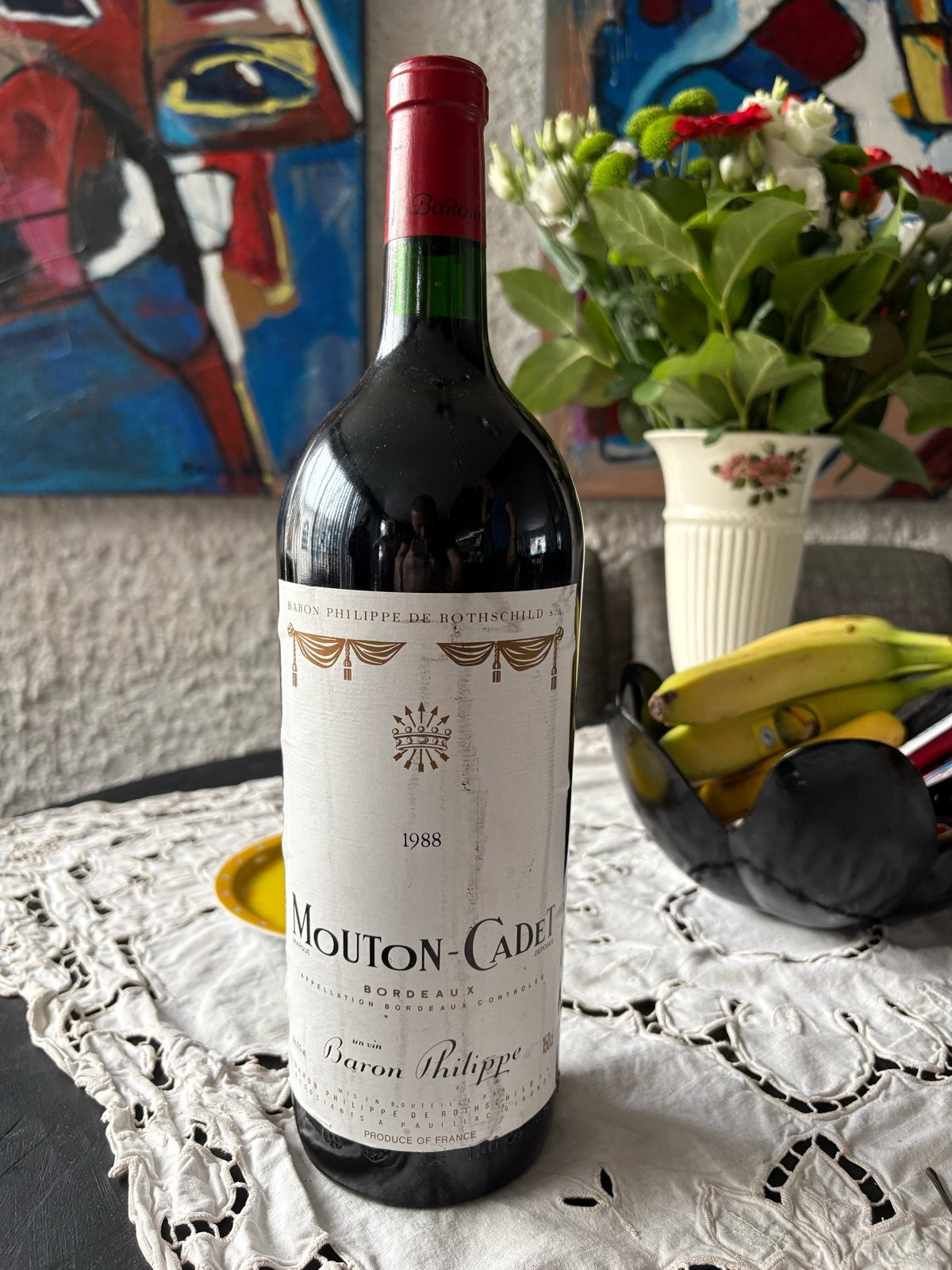 Mouton Cadet Bordeaux 1988 - Rode Wijn, Ophalen of Verzenden, Gebruikt, Frankrijk, Rode wijn