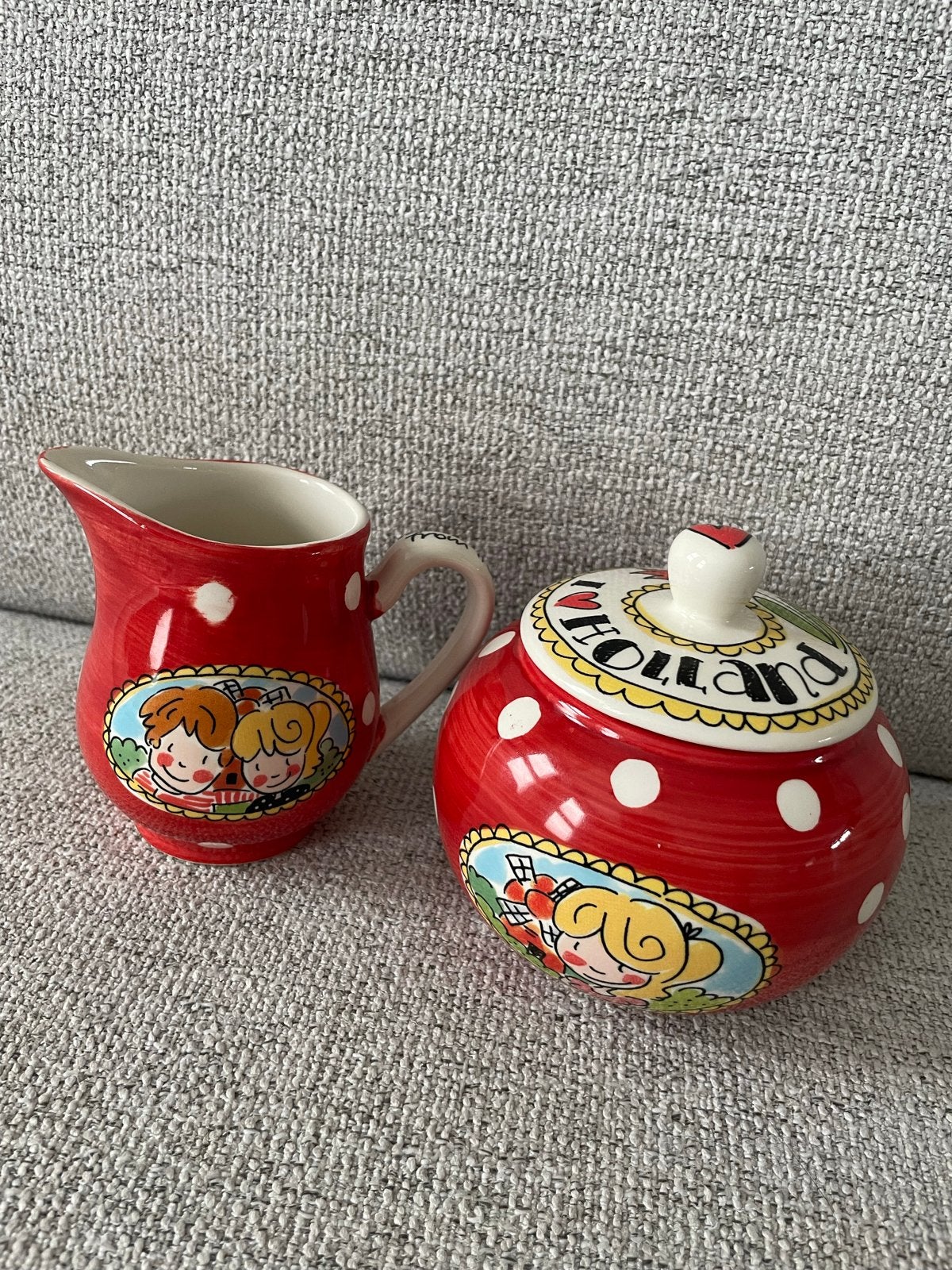 Blond Amsterdam I ️Holland Suikerpot en Melkkan, Keramiek, Overige typen, Ophalen of Verzenden, Zo goed als nieuw