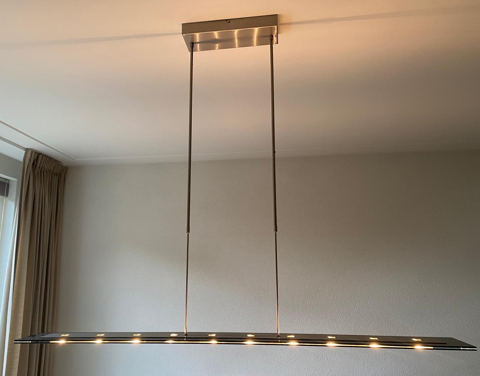 Hanglamp Steinhauer van glas en roestvrij staal, Huis en Inrichting, Lampen | Hanglampen, Ophalen, Gebruikt, Glas, Modern