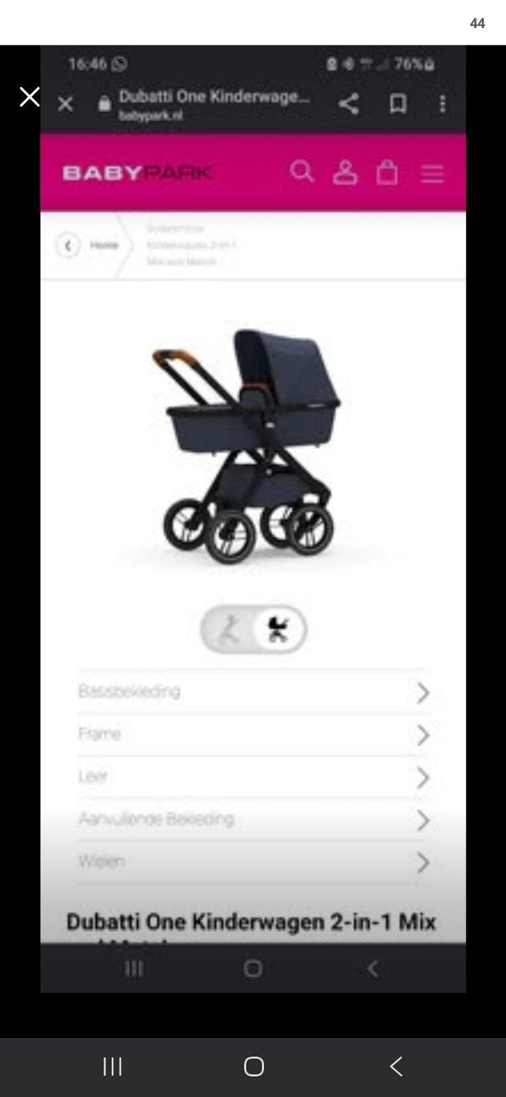 Dubatti 3-in-1 Kinderwagen met Luchtbanden en Adapters, Ophalen