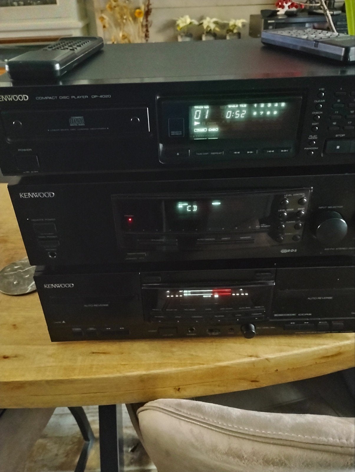 Vintage Kenwood set met remote cd cassette amp evt speakers, Gebruikt, Losse componenten, Tuner of Radio, Ophalen