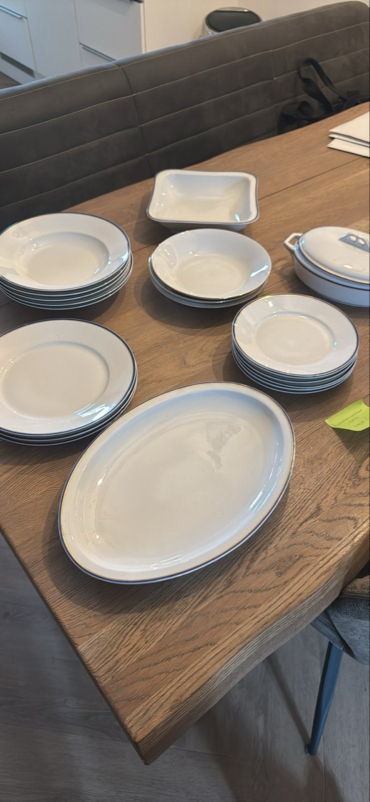 Hutschenreuther Selb LHS servies - wit met blauwe rand, Ophalen, Gebruikt, Overige merken, Klassiek