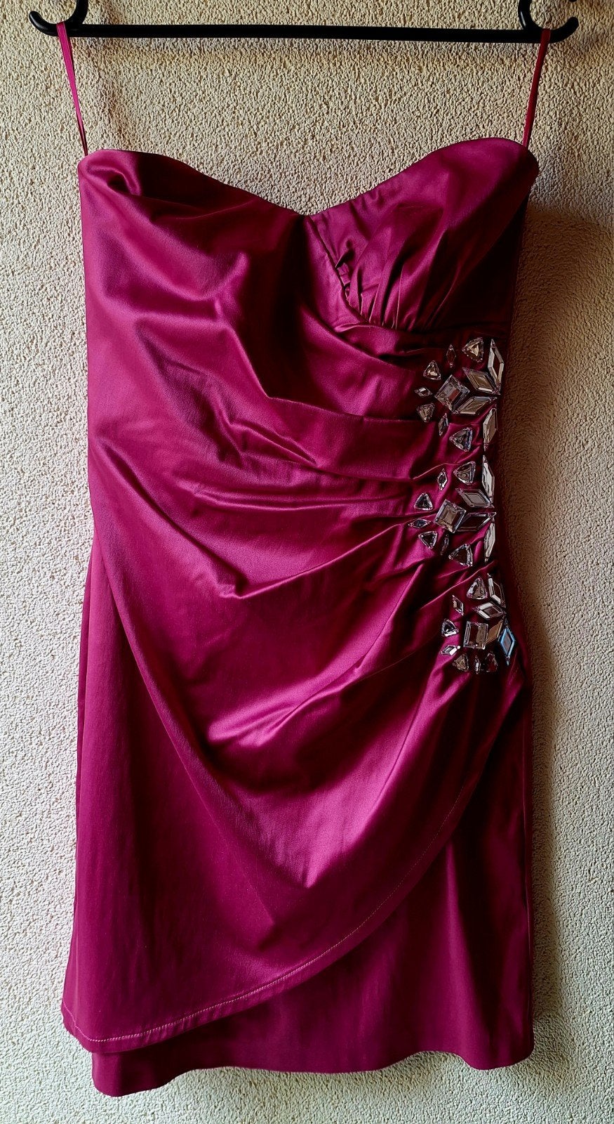 Mooie fuchsia strapless jurk met steentjes, Desiree, Ophalen of Verzenden, Zo goed als nieuw, Roze