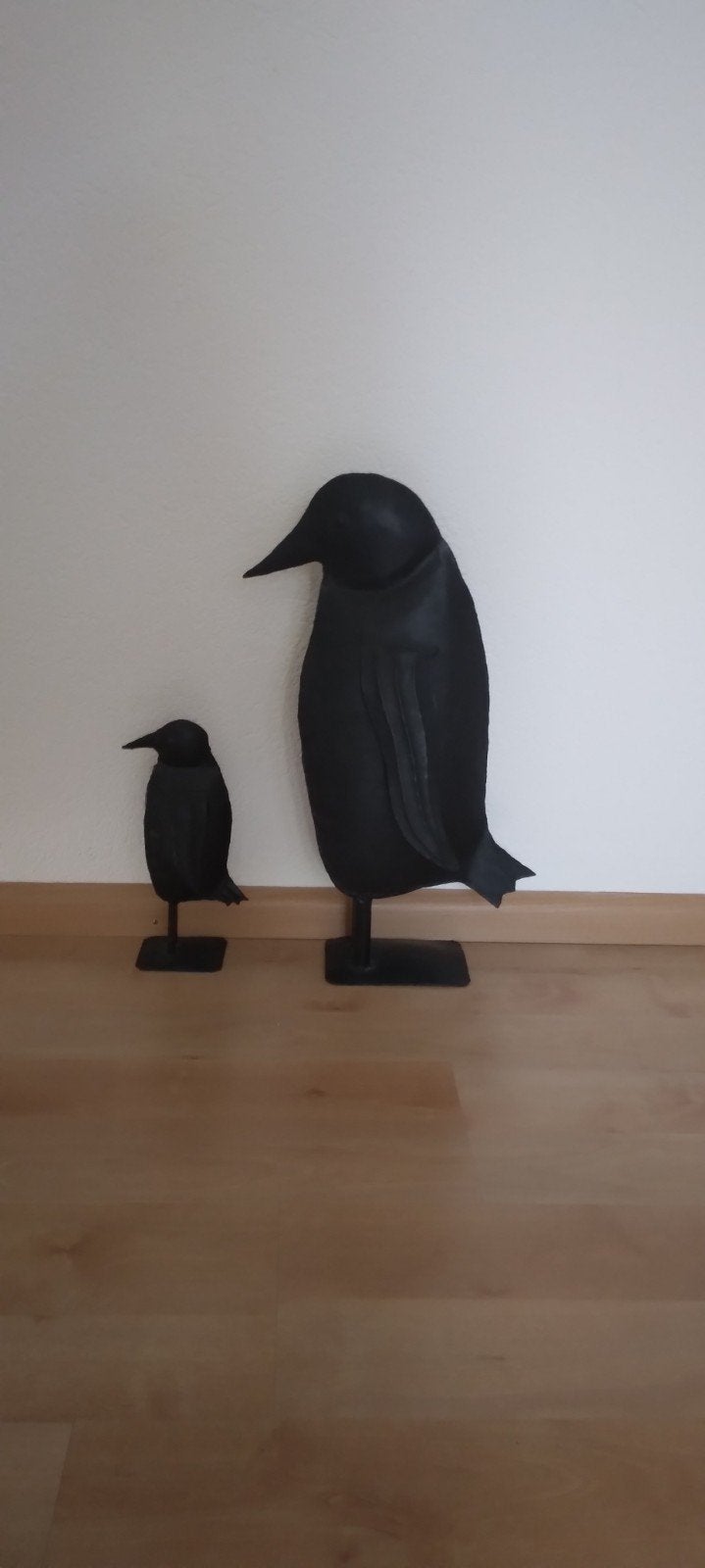 Set van 2 metalen pinguïns, Huis en Inrichting, Ophalen, Zwart, Zo goed als nieuw, Metaal
