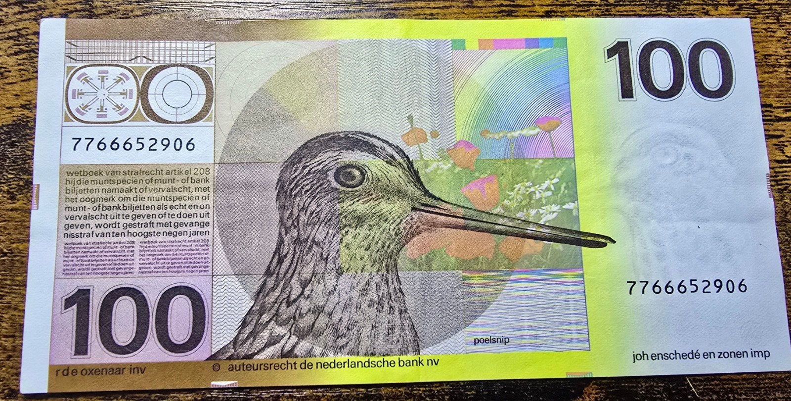 100 Gulden Snip uit 1977 - Zeldzaam Nederlands Bankbiljet, Postzegels en Munten, Bankbiljetten | Nederland, Ophalen of Verzenden