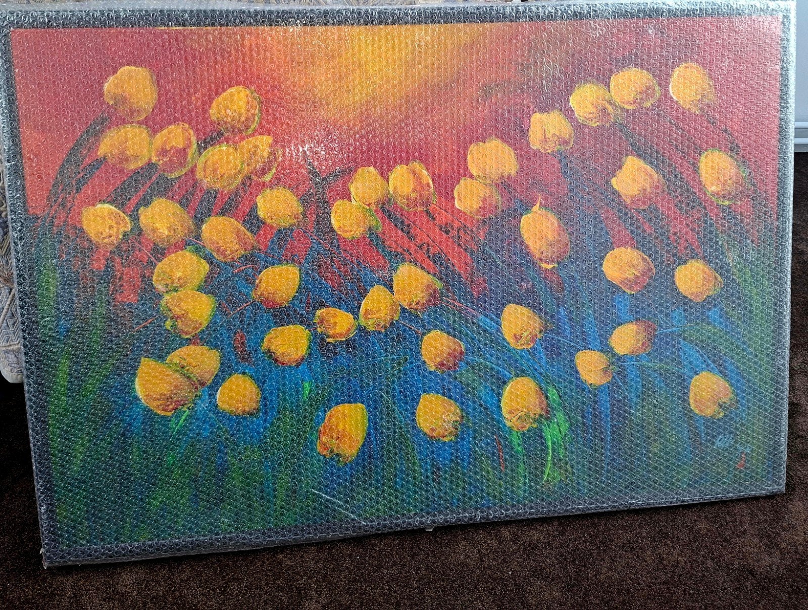 Prachtig schilderij van tulpen, Ophalen
