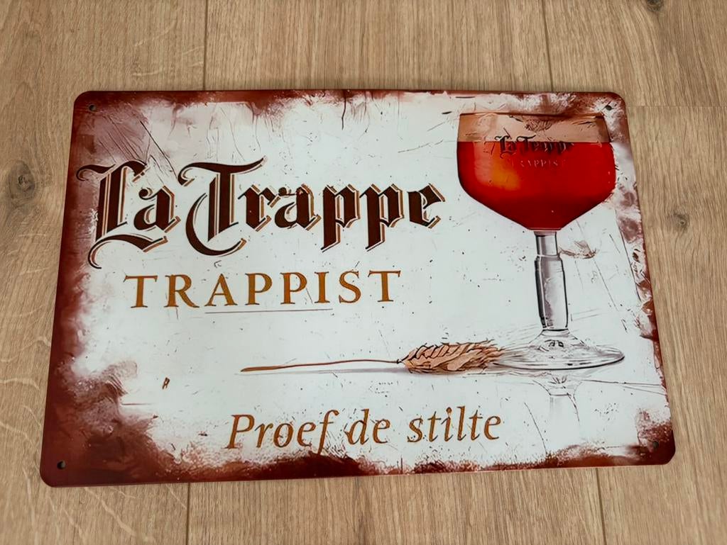Prachtig vintage reclamebord La Trappe (30x20), Ophalen of Verzenden, Zo goed als nieuw, Reclamebord