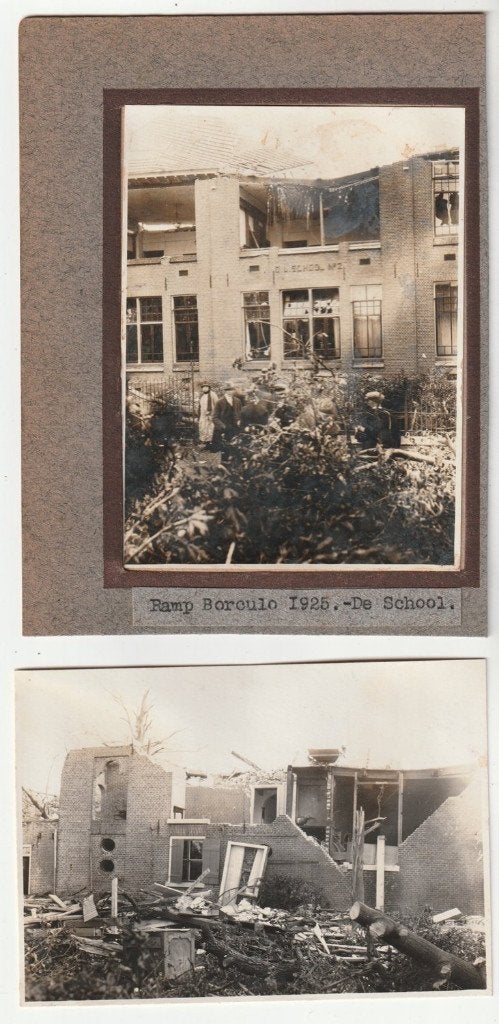 Ramp Borculo 1925 2 foto's + kanon kasteel Doorwerth, Verzamelen, Gebruikt, Foto, Ophalen of Verzenden, Voor 1940