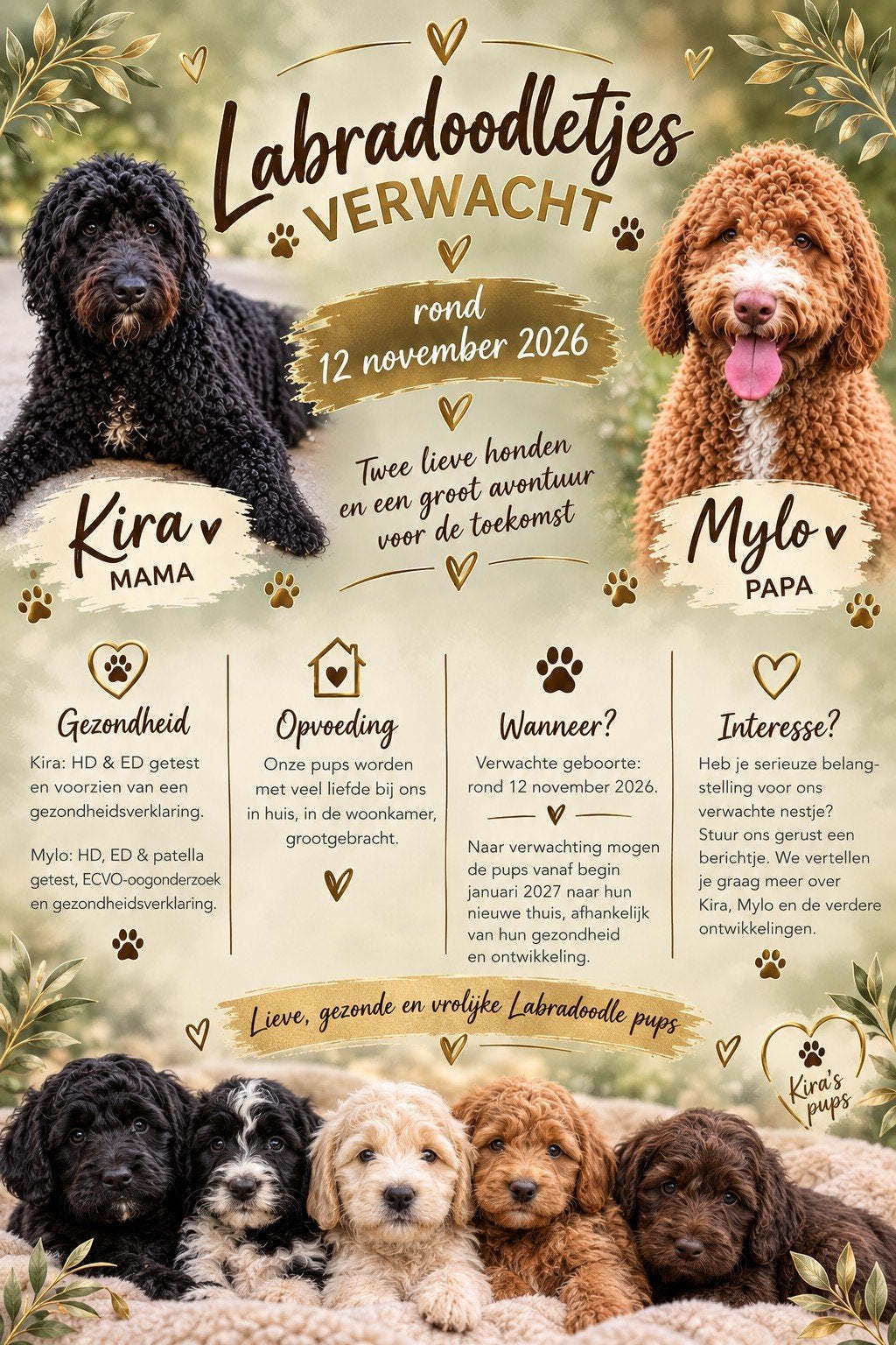 Verwacht 12 november Medium labradoodle pups, Overige rassen, Meerdere, Meerdere dieren, Nederland