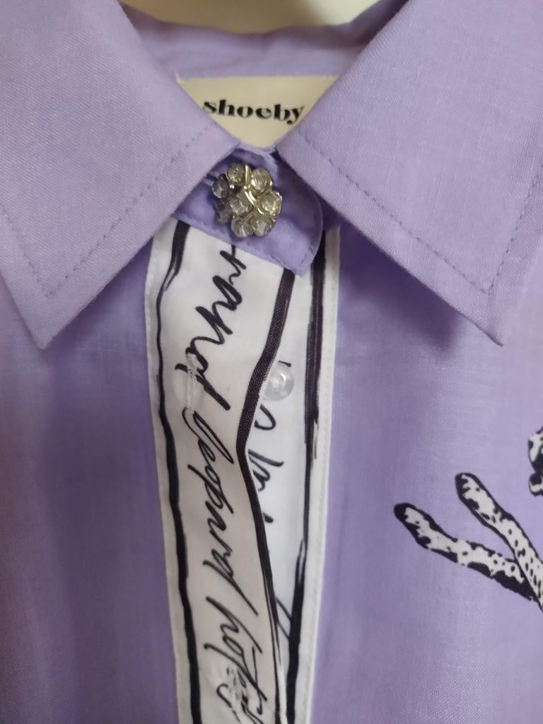 SHOEBY dames blouse met print, Paars, Zo goed als nieuw, Maat 36 (S), SHOEBY