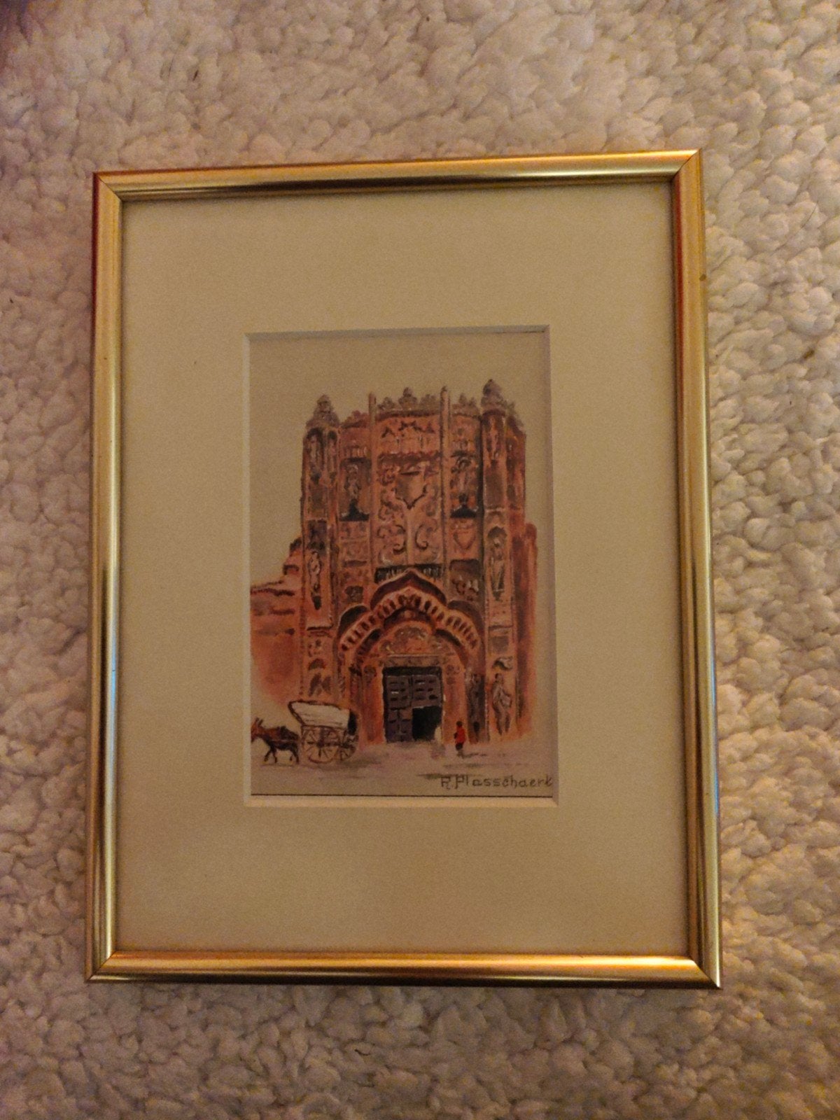Oud schilderij van R. Plasschaert - Kathedraal, Ophalen of Verzenden
