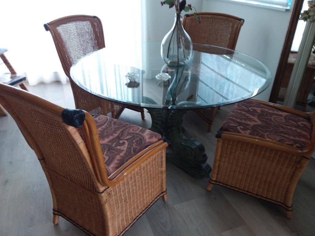 Eettafel met 4 stoelen, Huis en Inrichting, Ophalen of Verzenden, Zo goed als nieuw, Rechthoekig, 50 tot 100 cm