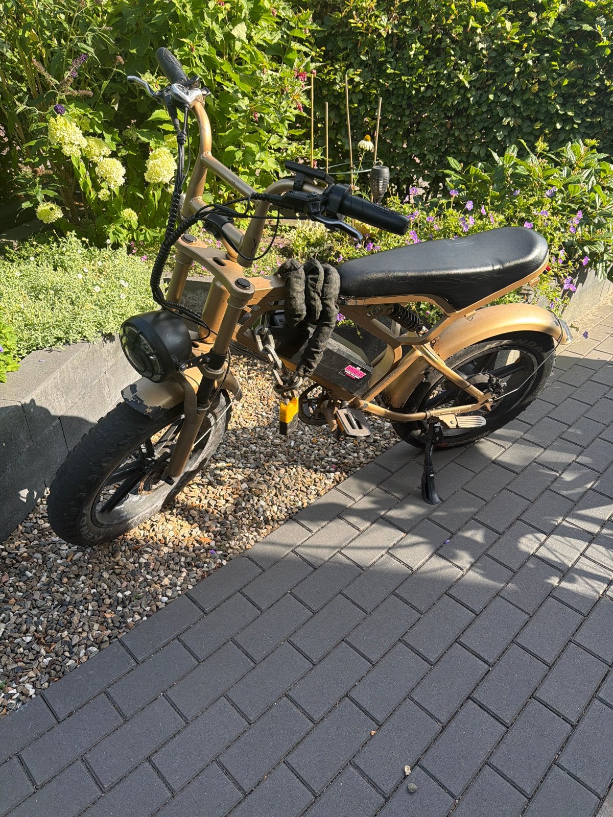 Stoere gouden fatbike met dikke banden, Fietsen en Brommers, Elektrische fietsen, Gebruikt, 51 tot 55 cm, 50 km per accu of meer