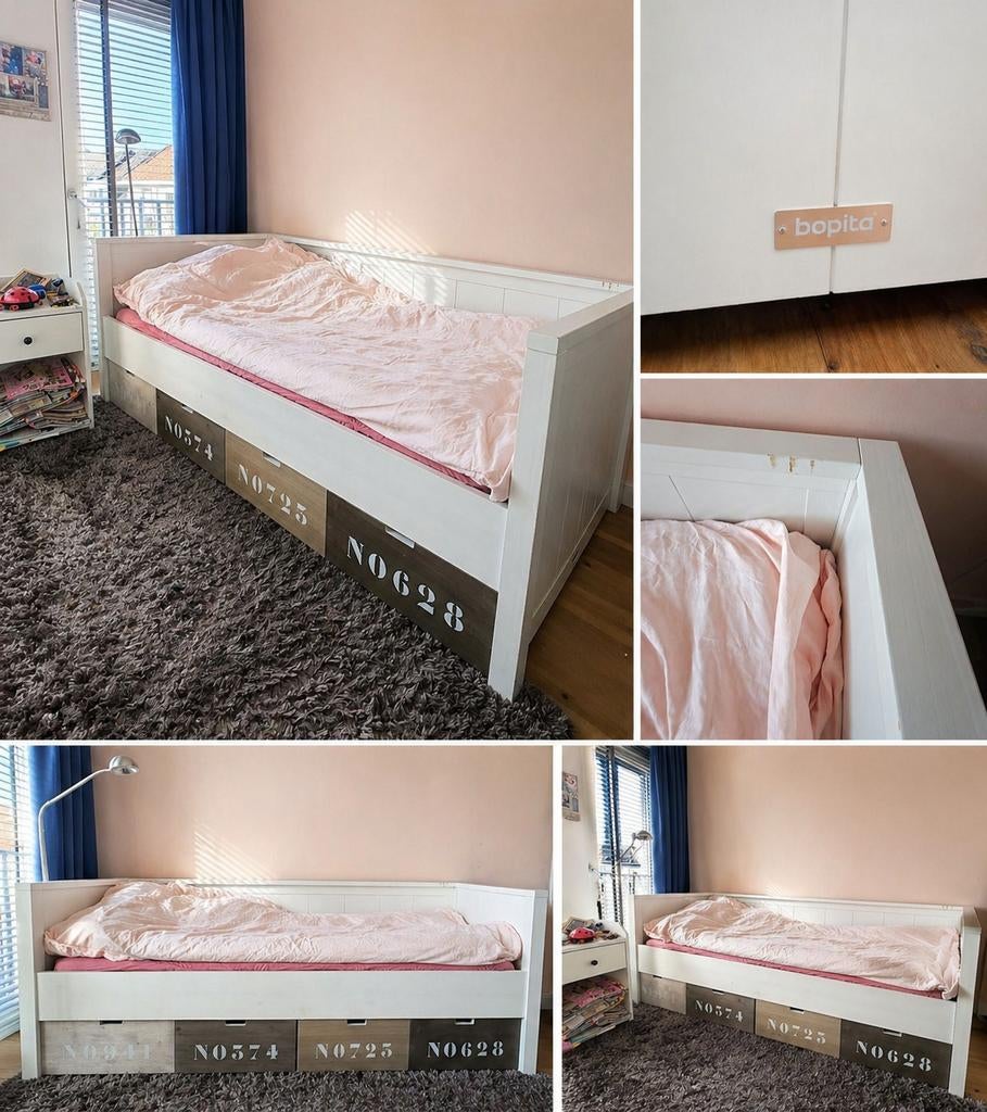Bopita bed met lades-wit-stevig, Ophalen of Verzenden, Gebruikt, Hoogslaper