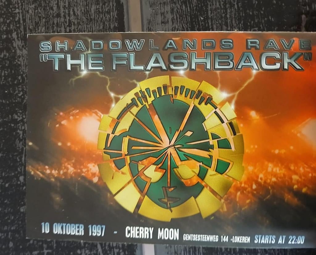 flyer shadowlands rave the flashback 1997, Gebruikt, A4 of kleiner, Rechthoekig Liggend, Ophalen of Verzenden