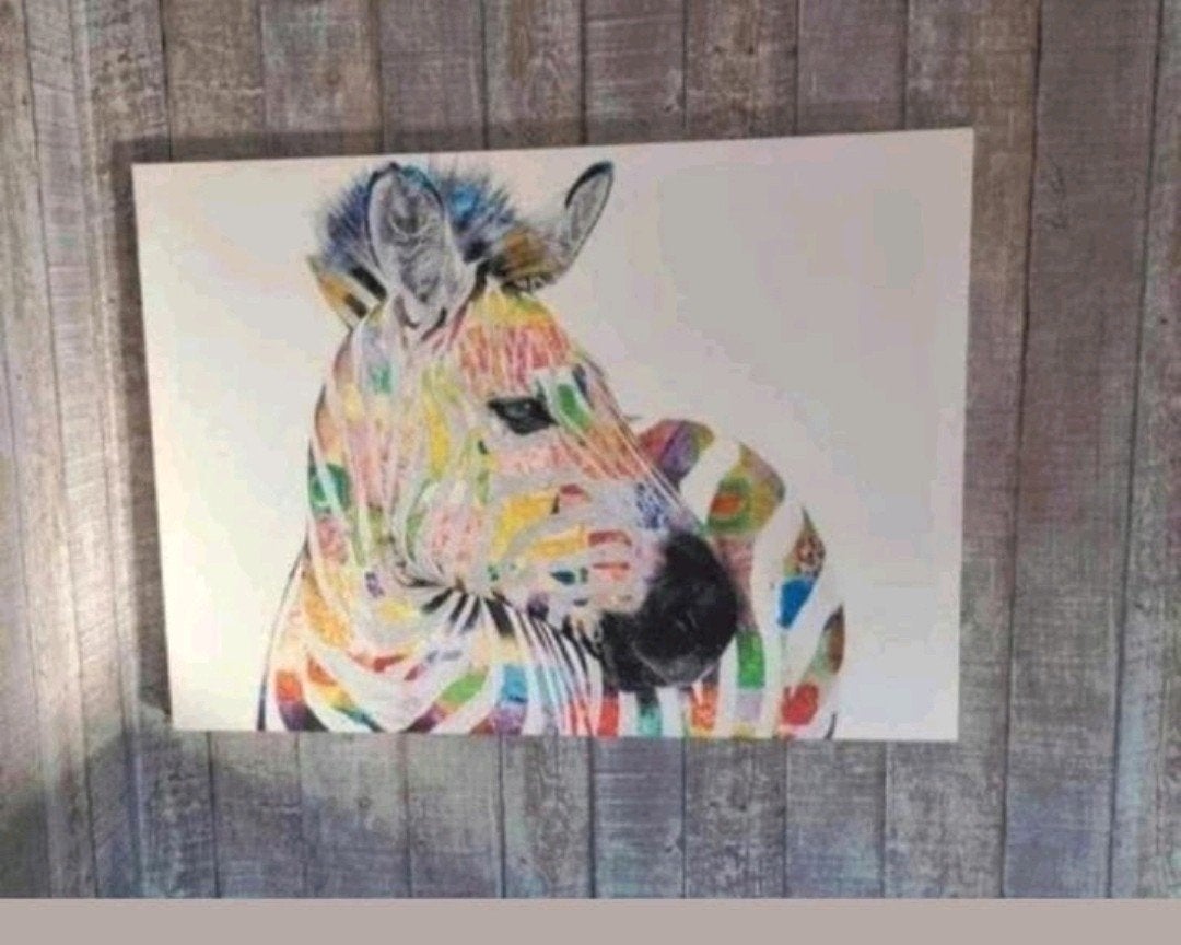 Schilderij zebra, Ophalen, Zo goed als nieuw, Schilderij