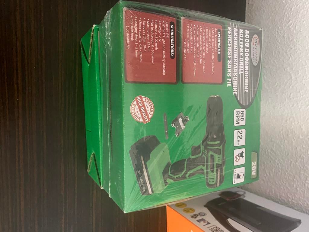 Hoftech Accu Boormachine 20V - Nieuw in doos, Ophalen, Variabele snelheid, Nieuw, Boor- en Schroefmachine