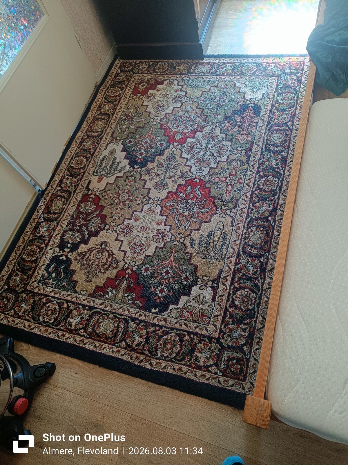 Vloerkleed 2 x 1.45 m met 2 bijpassende kleine kleedjes, Ophalen, Gebruikt, 100 tot 150 cm, Klassiek, Oosters