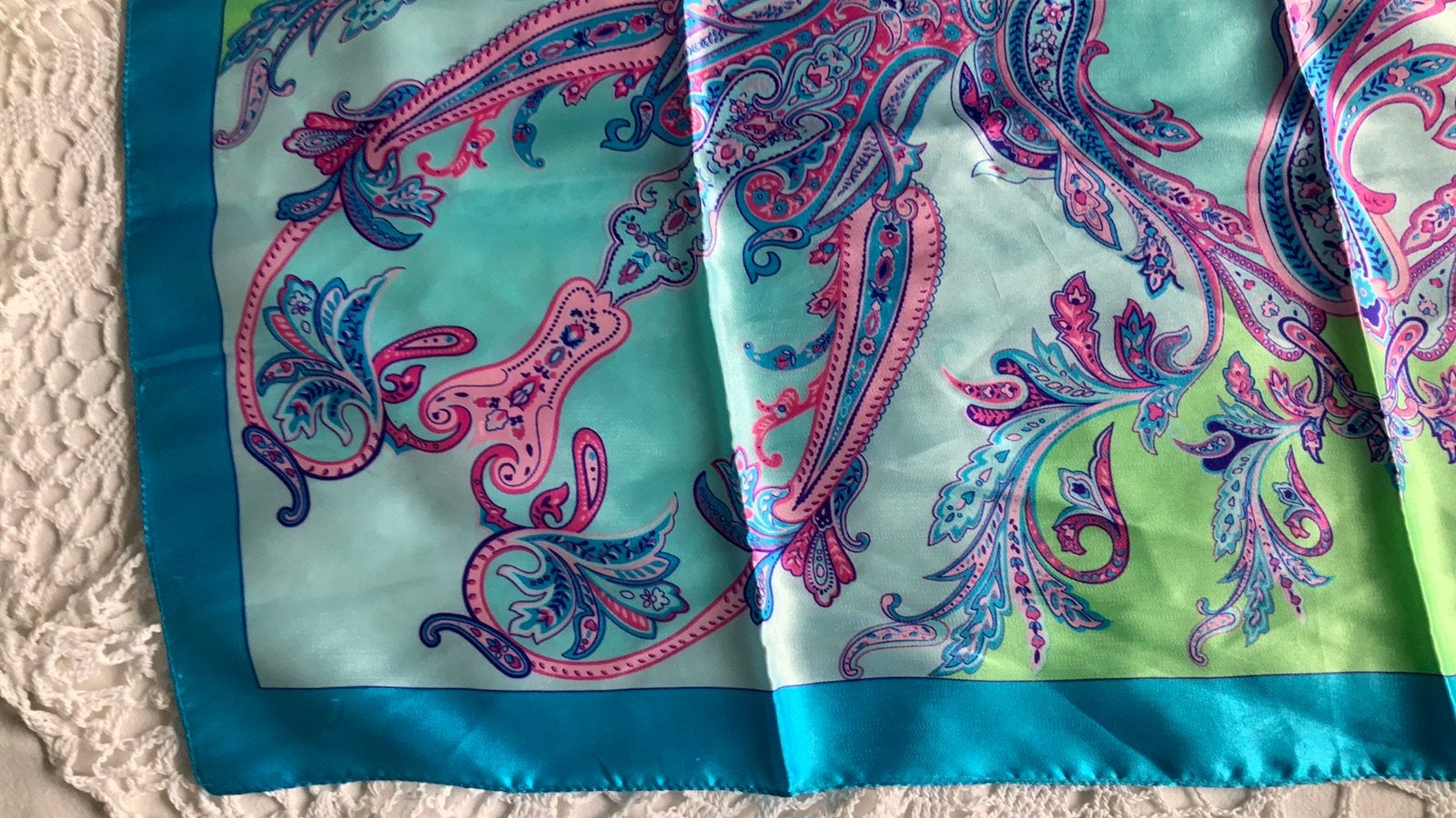 Vintage sjaal zijde look, Ophalen of Verzenden, Zo goed als nieuw, Maat 46/48 (XL) of groter, Sjaal