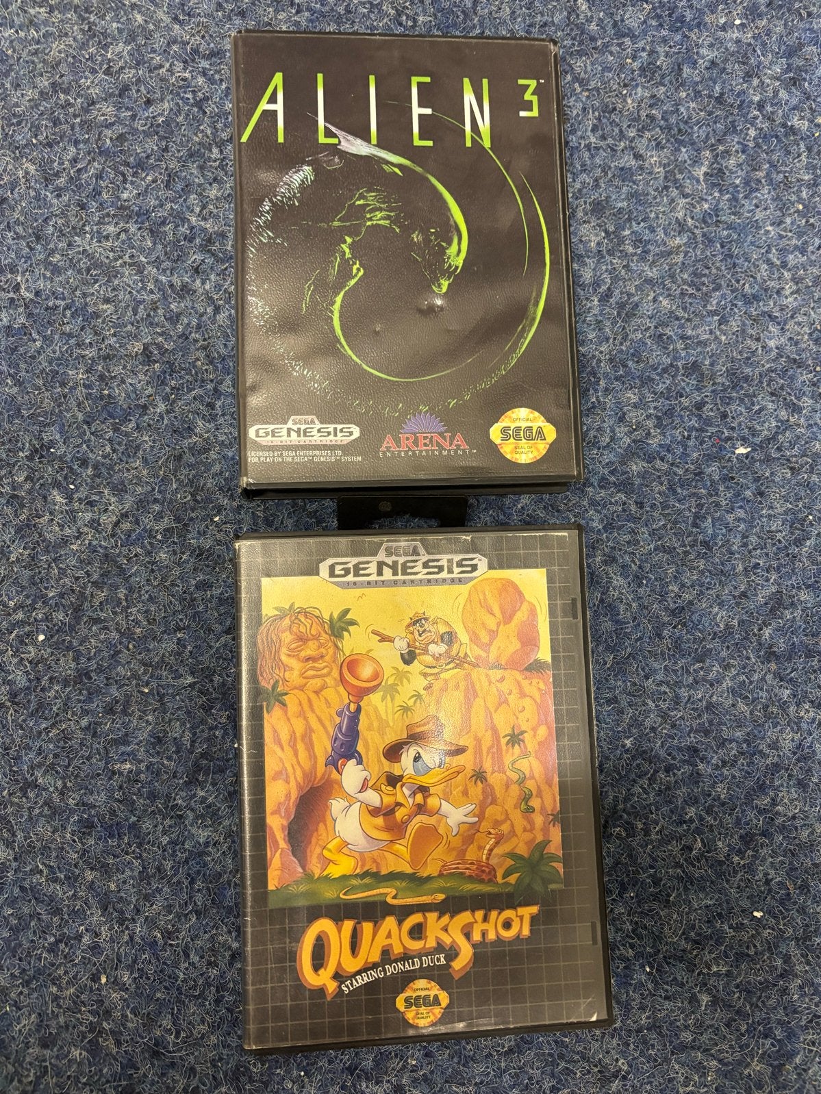 Sega Genesis games: QuackShot en Alien 3, Spelcomputers en Games, Mega Drive, Ophalen of Verzenden, Zonder controller, Gebruikt
