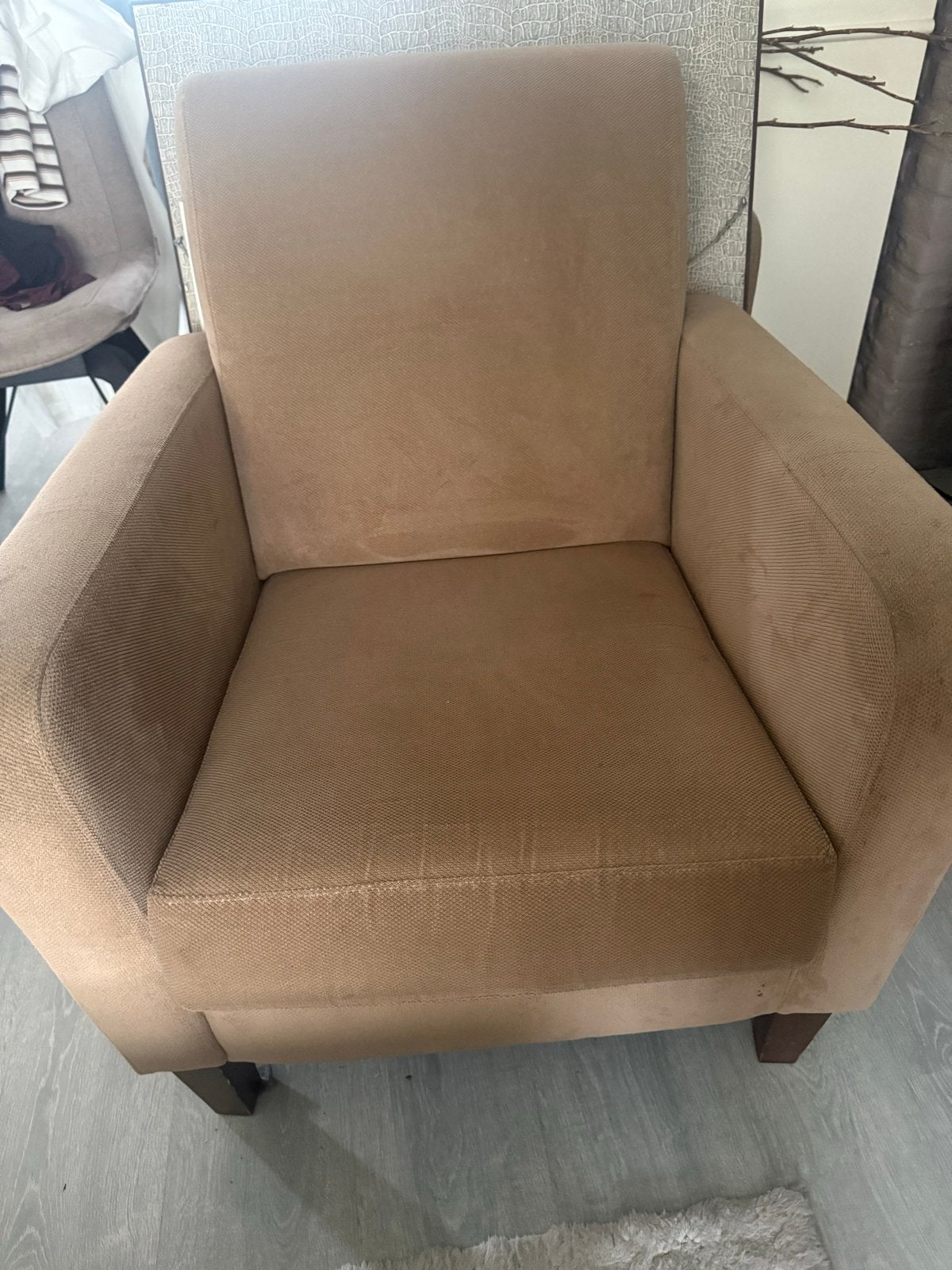 2x Stoel met hocker - Gratis ophalen, Ophalen, Gebruikt, Stof, 75 tot 100 cm
