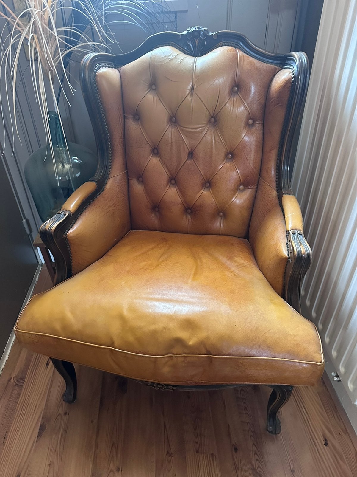 Te koop fauteuil barok, Huis en Inrichting, Fauteuils, Ophalen, Gebruikt, Minder dan 75 cm, Leer