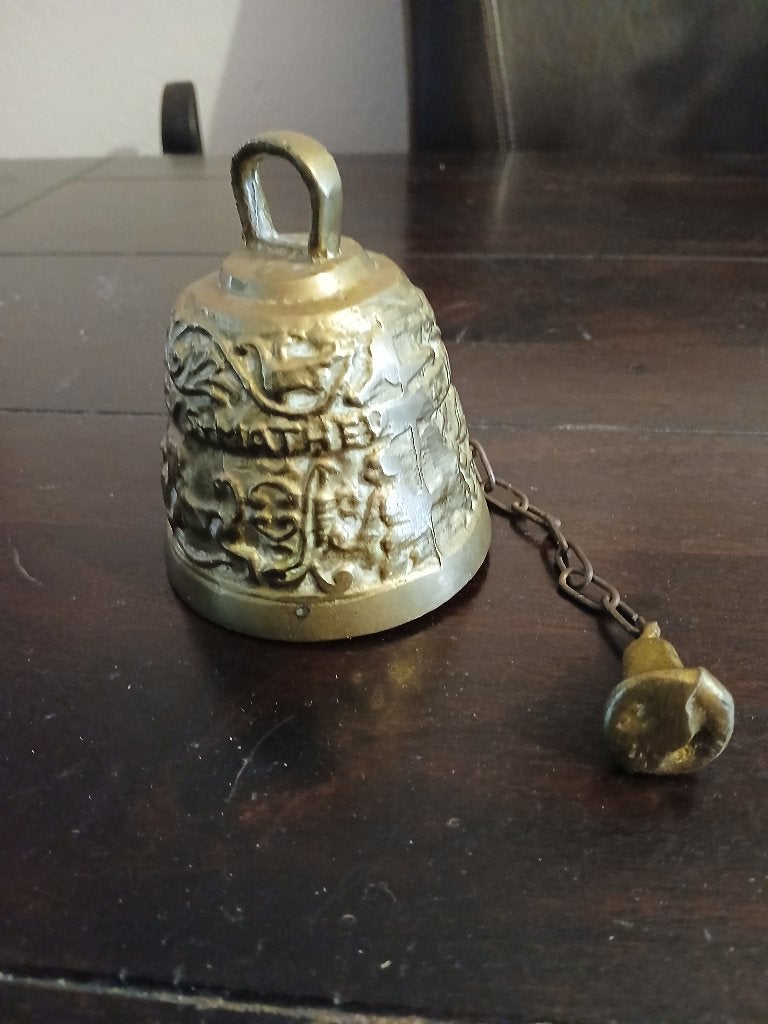 Oude messing bel met ketting, Antiek en Kunst, Ophalen of Verzenden