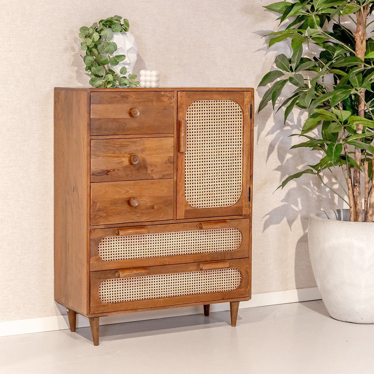 2x Brix Anna Halfhoge Ladekast Mangohout VT Wonen, Ophalen, Overige materialen, 100 tot 150 cm, 50 tot 100 cm