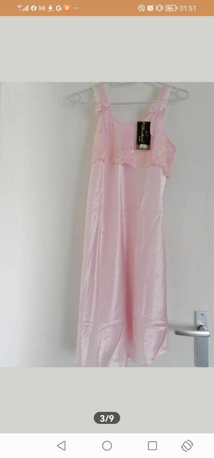 Nieuw Satijnen Nachthemd met Kant en Strikjes, Christine Sister, Ophalen of Verzenden, Roze, Nachtkleding