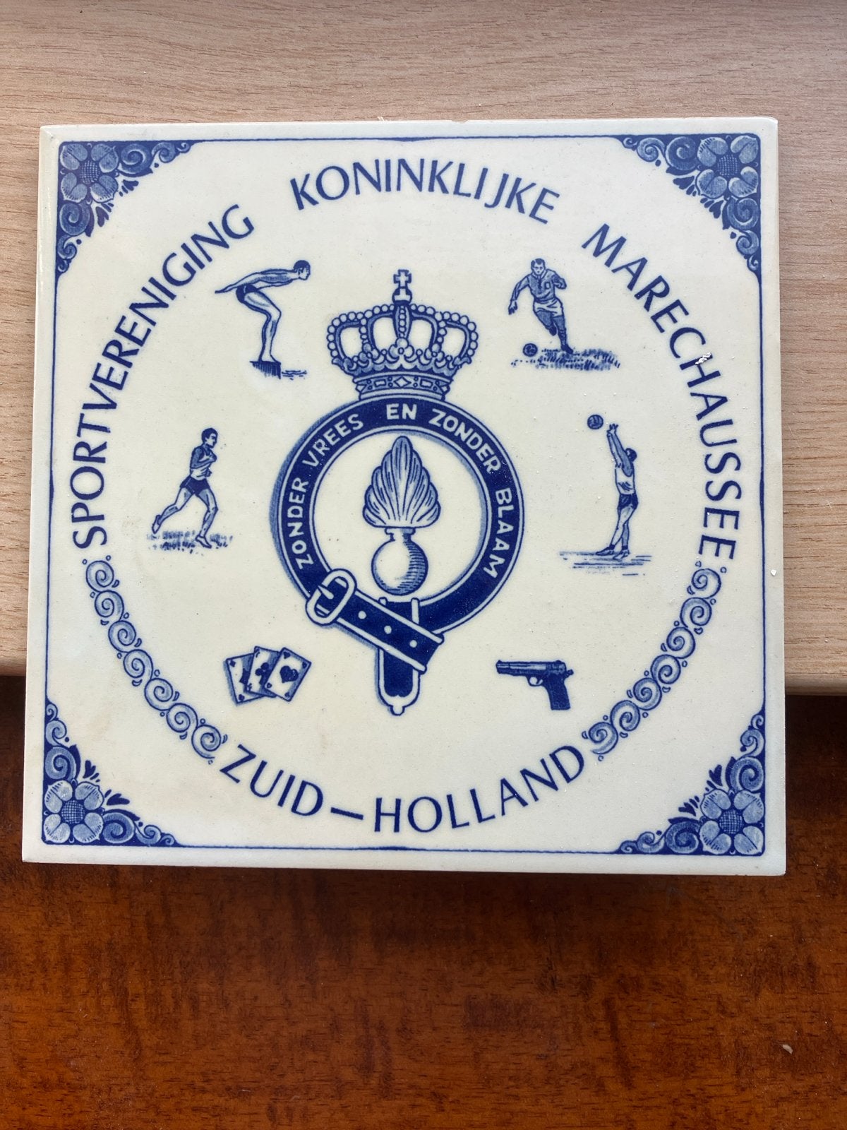 Delfts Blauw Tegel Koninklijke Marechaussee Zuid-Holland, Antiek en Kunst, Ophalen of Verzenden