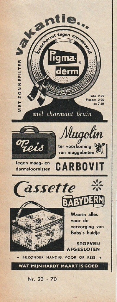 Retro reclame 1966 Mijnhardt Babyderm Pigmaderm charmant, Verzamelen, Verzenden, Overige typen