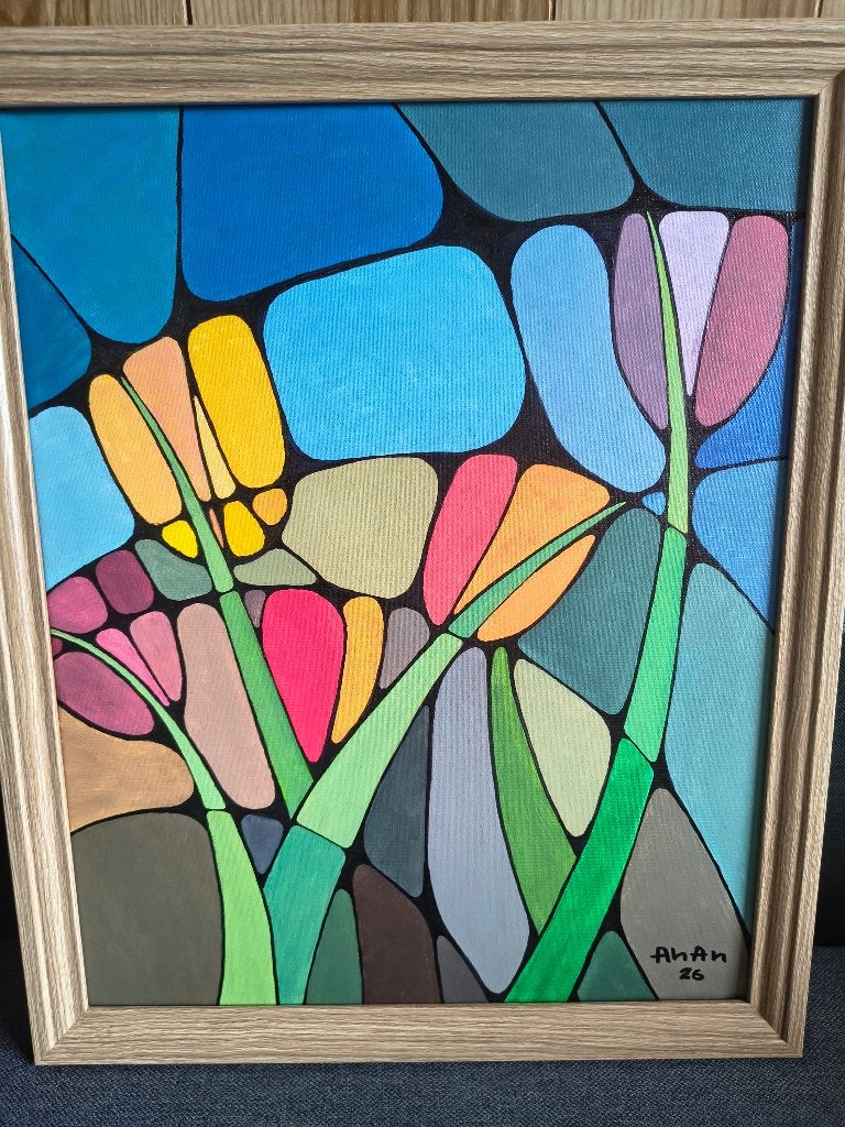 Schilderijen 55/45cm acrylverf, Ophalen of Verzenden, Overige materialen, Acrylverf, Abstract