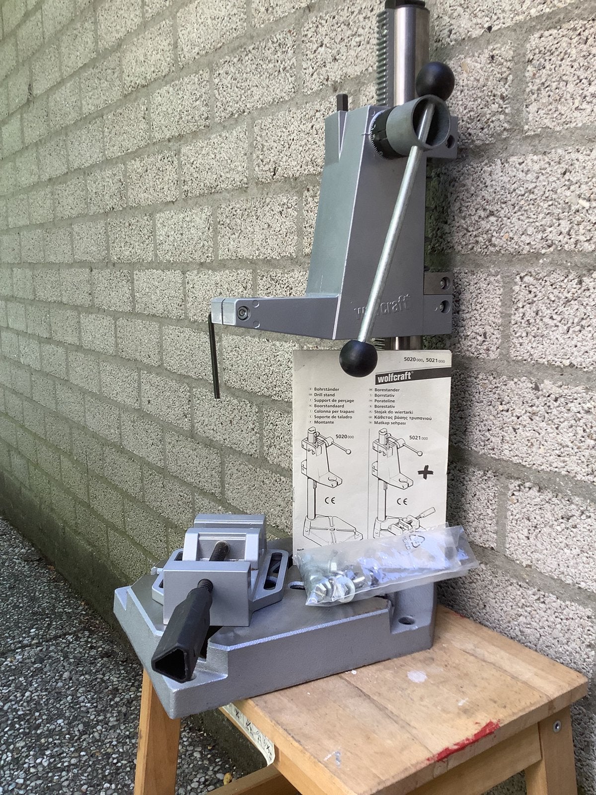 Boorstandaard Wolfcraft, compleet in originele verpakking, Ophalen, Zo goed als nieuw