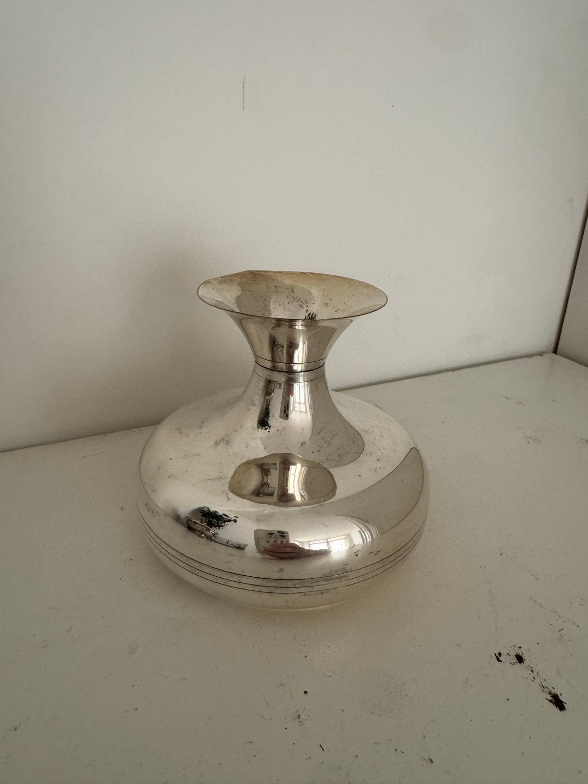 Vintage Zilverkleurige Vaas/Pot - Decoratief, Ophalen of Verzenden