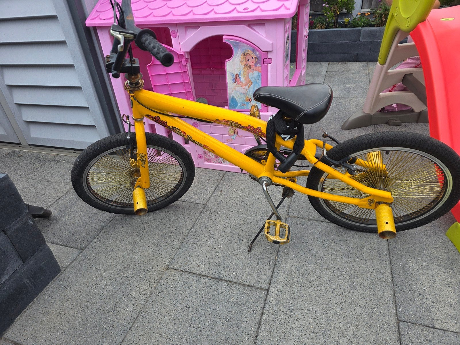 Oudere BMX, goed werkend (rem defect), Ophalen, Gebruikt, Velgrem, Voetsteunen