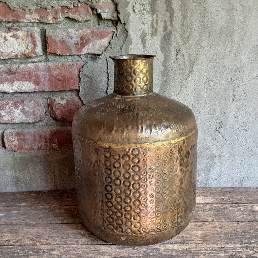Landelijke metalen pot vaas kruik hoogte 32cm *Etage3*, ., Ophalen of Verzenden, Zo goed als nieuw, .