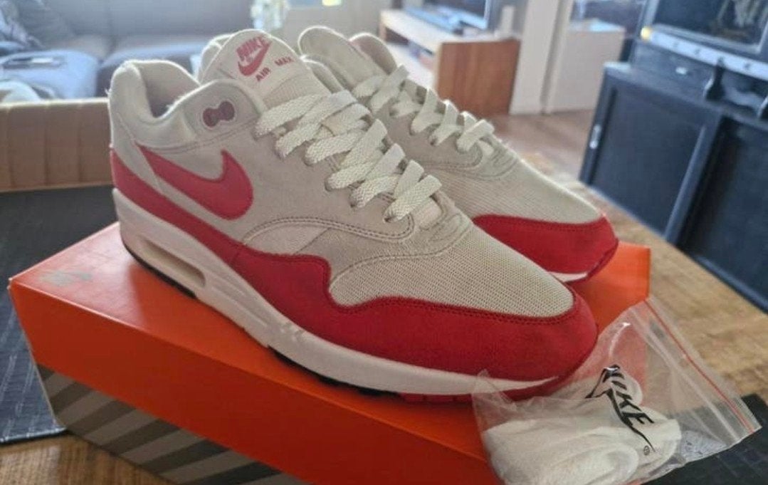 Nike air max one 1 anniversary red us 12 eu 46 vnds, Ophalen, Overige kleuren, Nike, Sneakers of Gympen