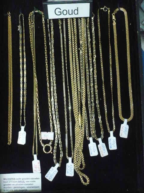 aanbieding gouden kettingen diverse maten de prijzen staan>>, Ophalen of Verzenden, Nieuw, Goud, Zilver
