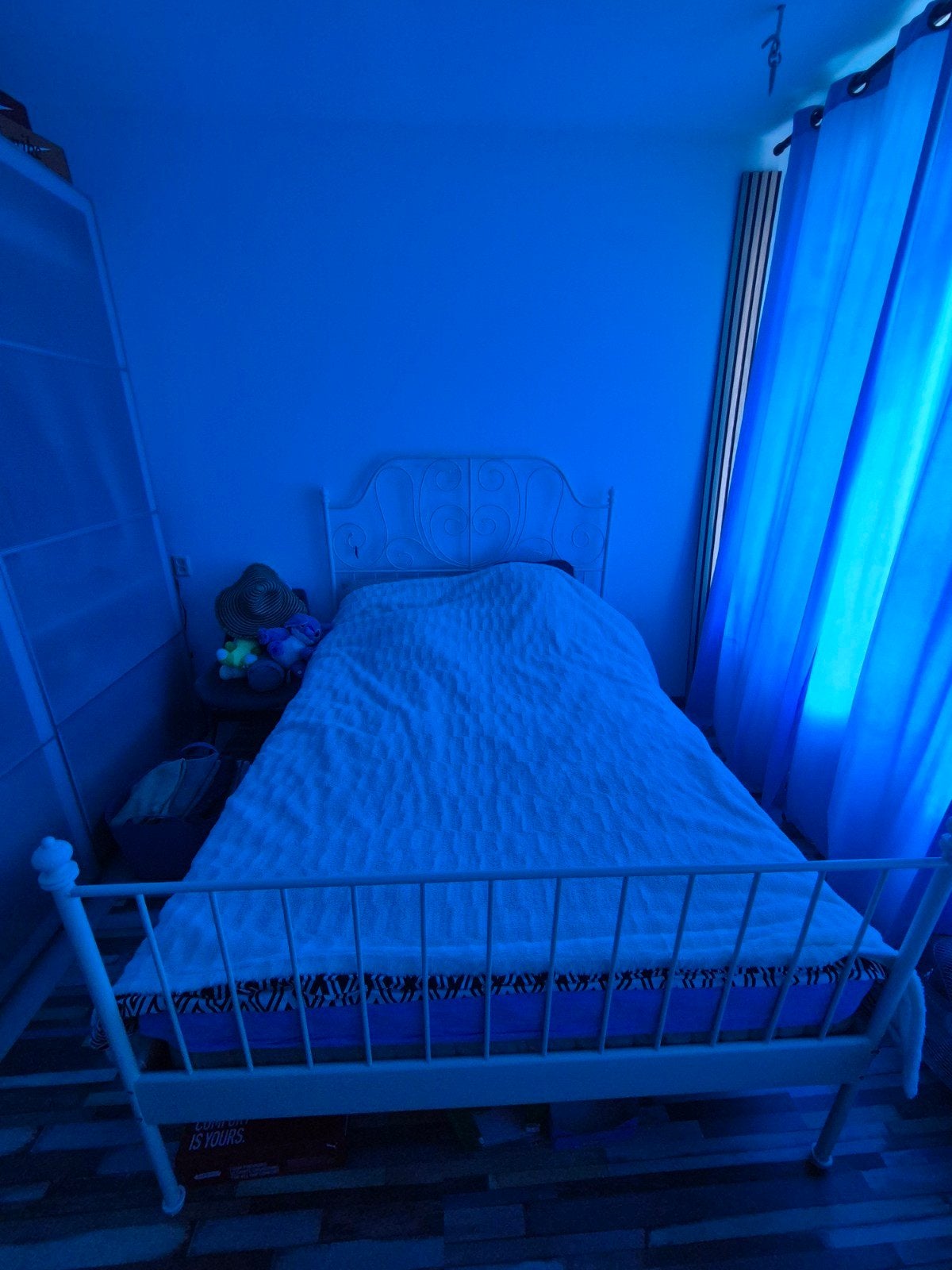 ikea bed 140200, Ophalen, Wit, Tweepersoons, 140 cm