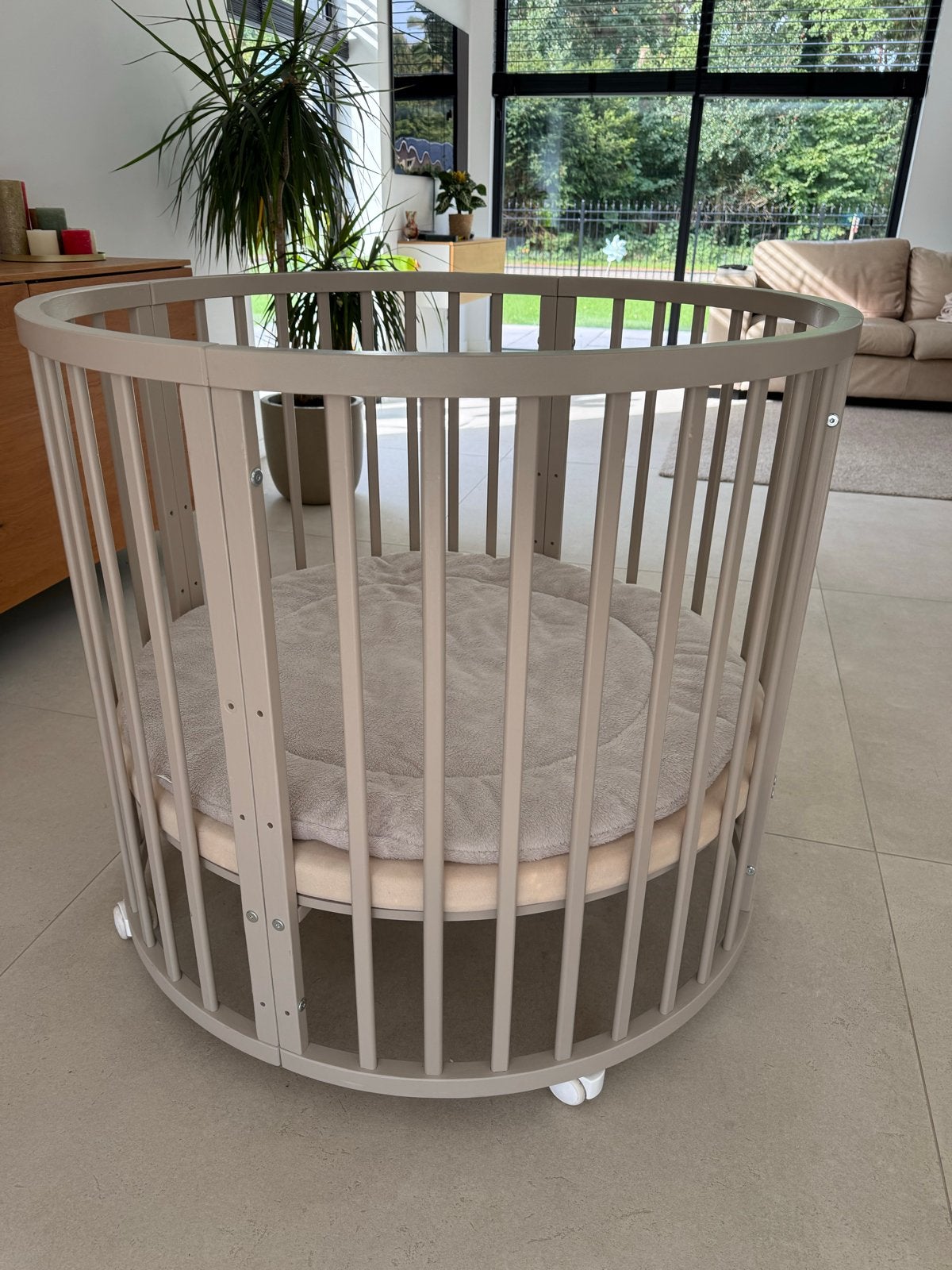 Set Baby Box rond Sand Incl. Boxmatras, Boxkleed en 2 hoes, Ophalen of Verzenden, Zo goed als nieuw, Wieg