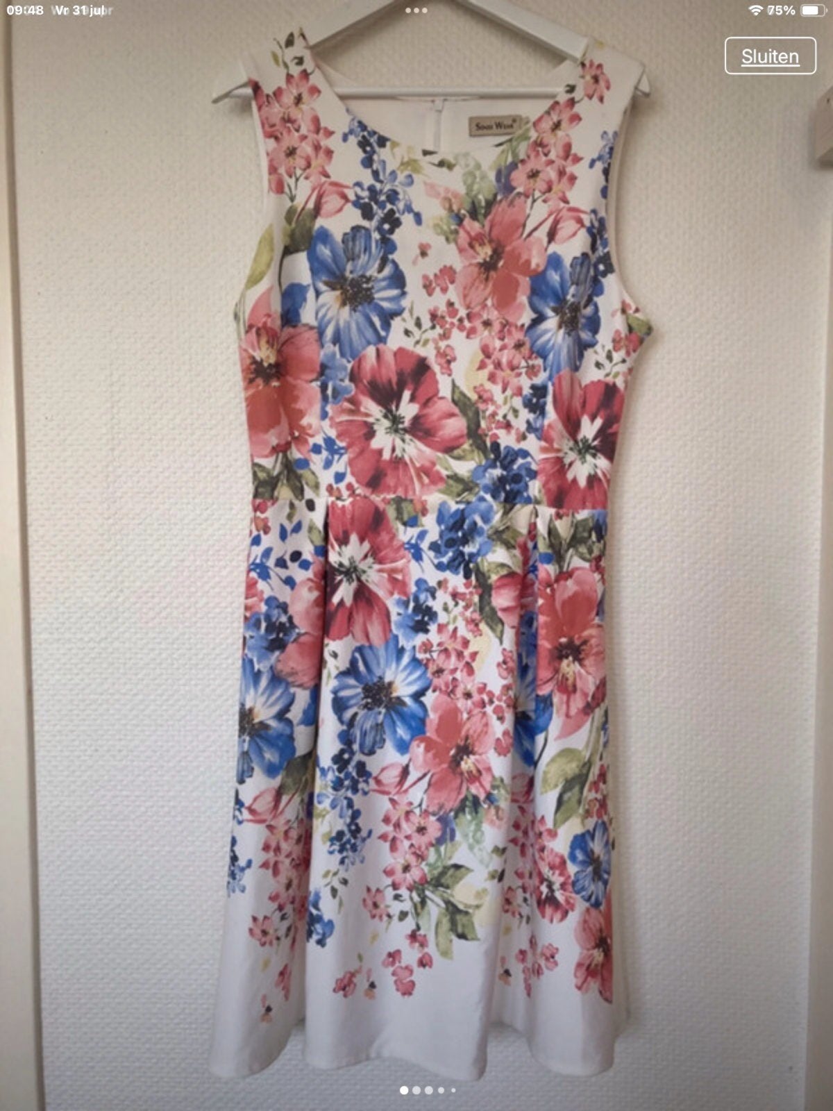 Sensi Wear Wit Gebloemde jurk Maat L, Kleding | Dames, Jurken, Maat 38/40 (M), Verzenden, Wit, Zo goed als nieuw
