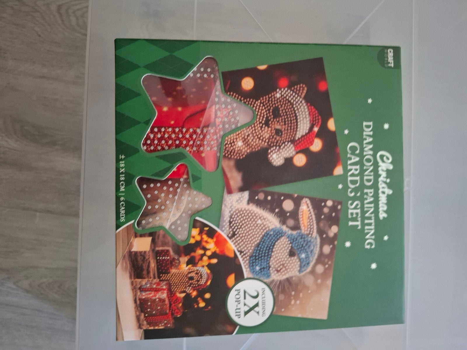 Diamond Painting Kerstkaarten Set - 2 Kaarten (18x18 cm), Hobby en Vrije tijd, Knutselen, Ophalen of Verzenden, Nieuw, Knutselwerk